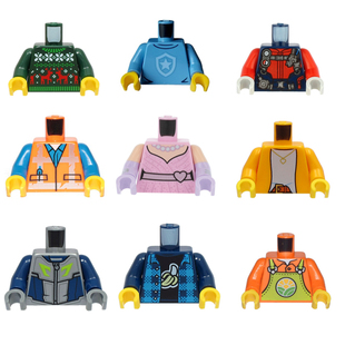 项链工作服警察赛车外套吊带杀肉 LEGO乐高人仔身体独角兽格子衫