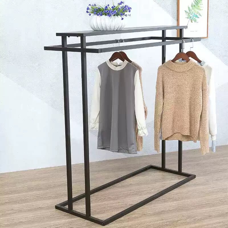 双杠中岛架落地男女服装店双排展示货架中间童装挂衣架子展示架