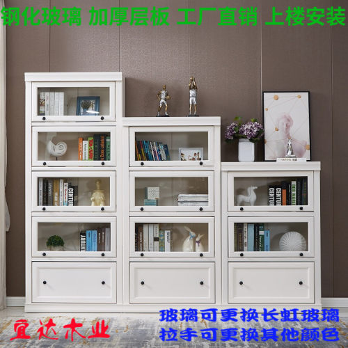 书柜玻璃门翻门高档客厅展柜防尘收纳柜70厨房储物烤箱柜儿童书柜