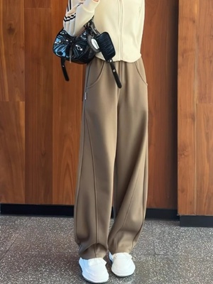 窄版香蕉裤女春秋2025新款爆款高腰垂感直筒运动卫裤小个子阔腿裤