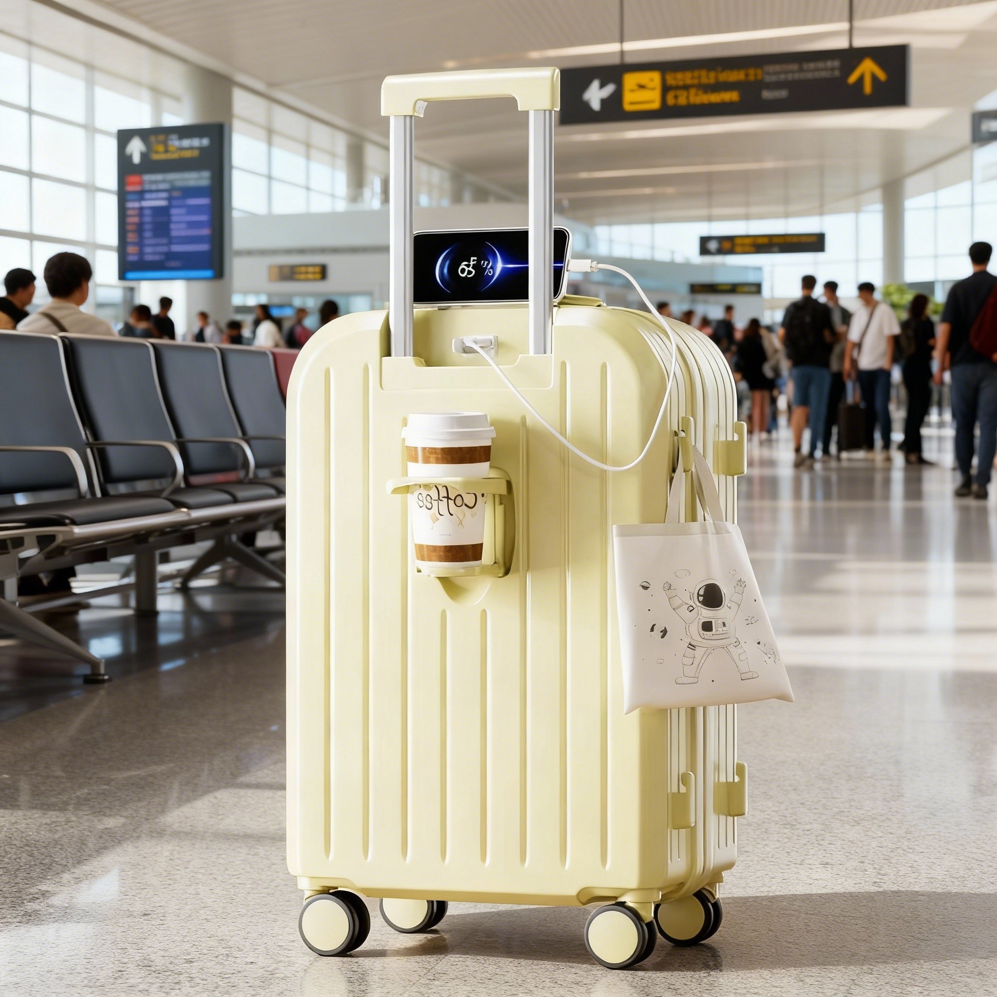 2025新款可充电行李箱万向轮拉杆箱女多功能密码旅行箱20寸登机箱