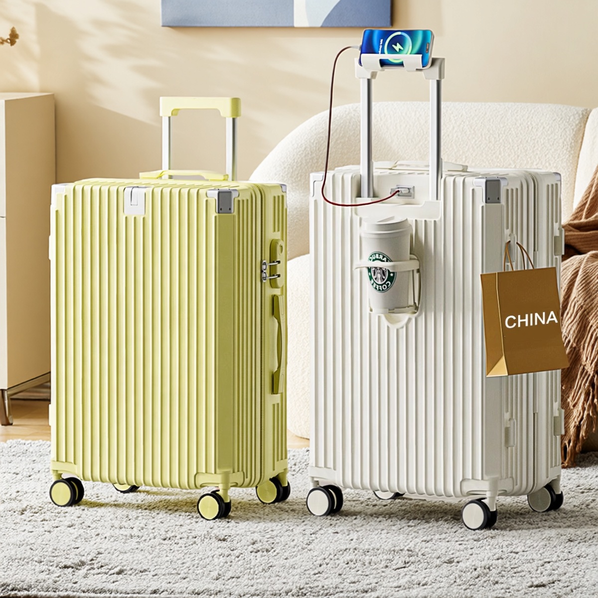 新款行李箱拉杆箱女20寸学生结实耐用万向轮充电旅行密码登机箱