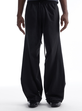 BEVAN UP|原纱UPF100+ 防泼凉感弧扭剪裁反褶微喇腰抽绳户外长裤