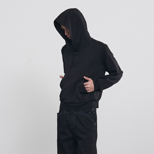 BEVAN UP|乌木/真青 环绕剪裁 莫代尔连帽休闲卫衣