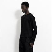 一体拼接线迹舒适长袖 BEVAN 活力黑 透气苏兰格纹肩袖 乳白色