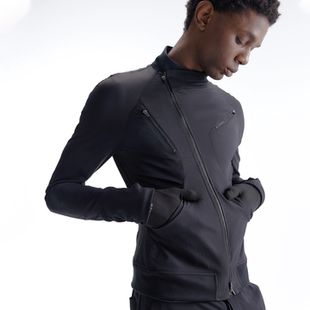 BEVAN UP|原纱UPF100+ Sensed* 暗条纹不规则剪裁斜拉链原纱防晒