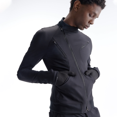 BEVANUP|暗条纹裁斜拉链防晒