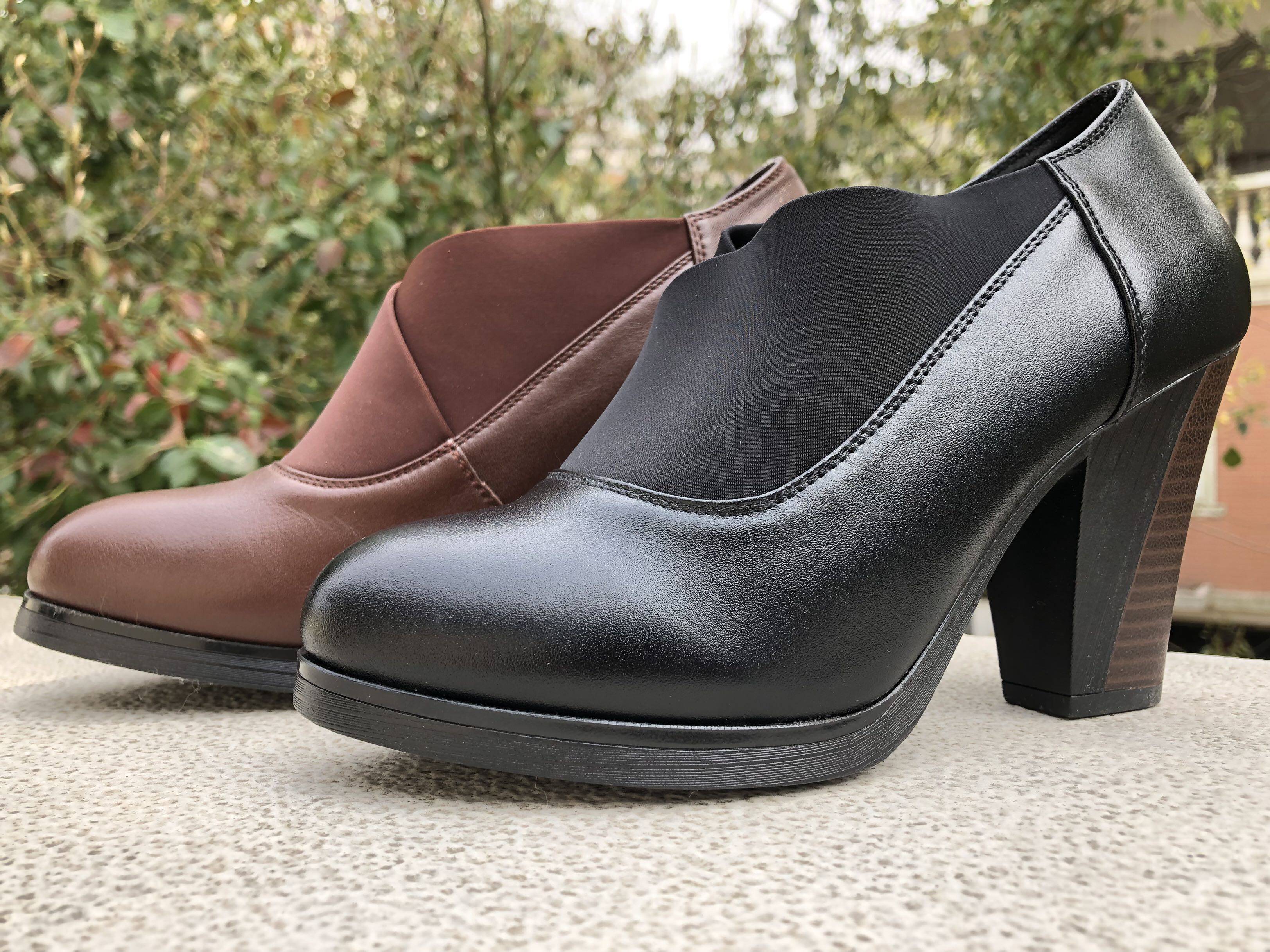 好人缘春秋真皮女鞋高跟皮鞋工作单鞋深口低帮鞋