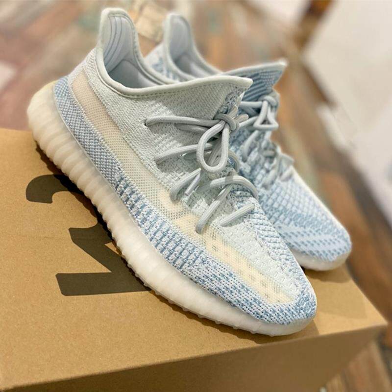 冰蓝色椰子鞋350v2莆田踩屎感三杠冰蓝满天星休闲运动网面鞋男女