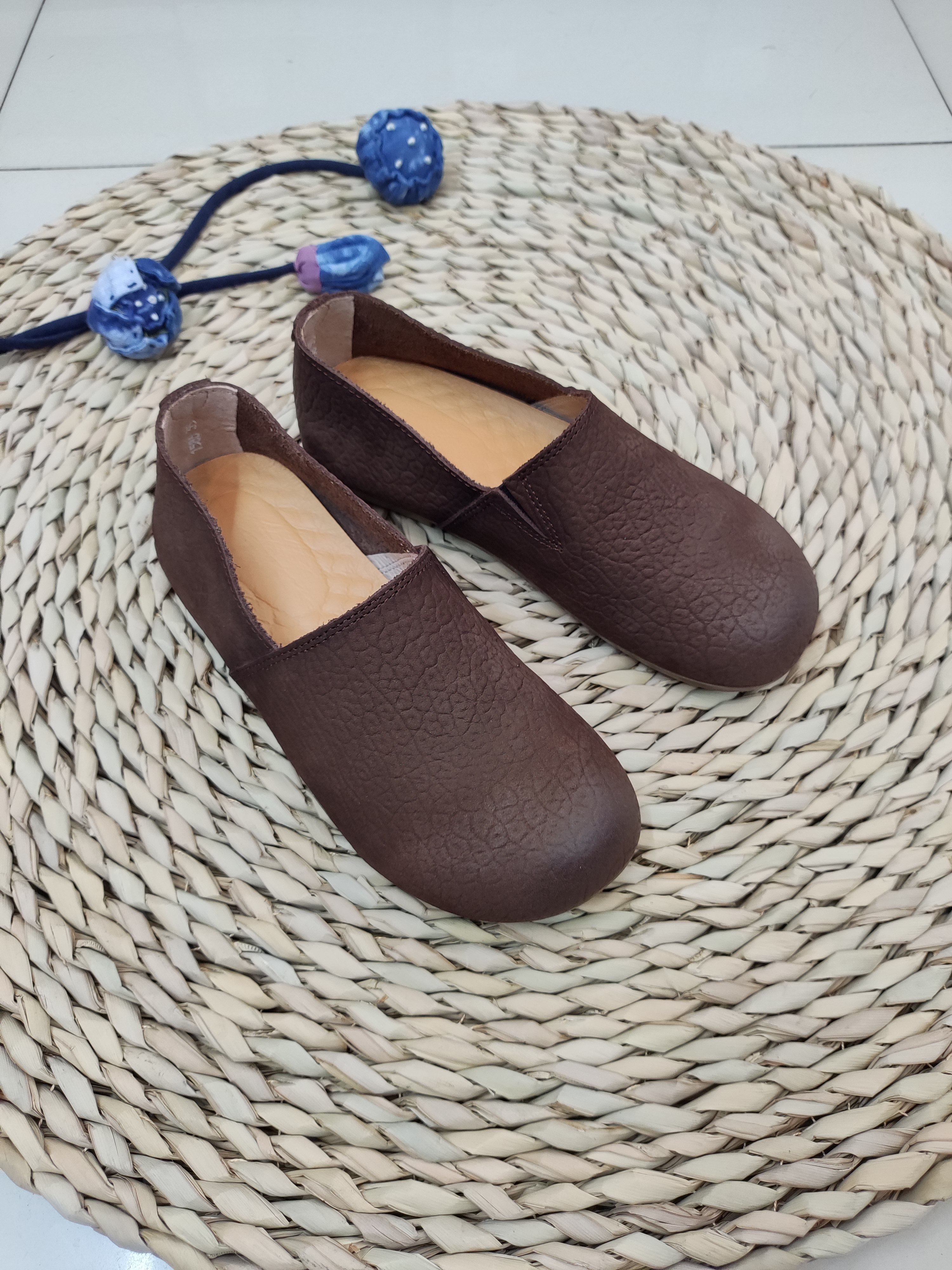 广州真皮鳄鱼纹复古文艺手工鞋2026春新平底软底勃肯鞋一脚蹬单鞋,女鞋,时尚休闲鞋,淘宝优惠券,粉丝福利购,淘宝优惠卷