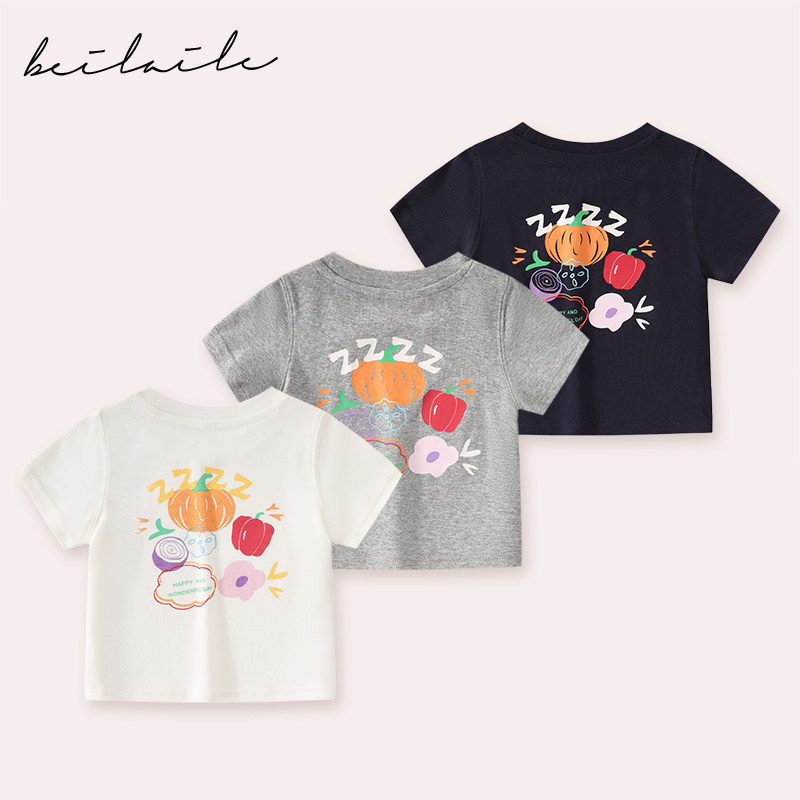 【亲子卡通短袖T 小乐妈咪】婴儿装男女童短袖T恤夏装宝宝夏季h汉