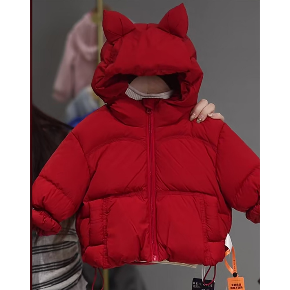 暖暖暖 加厚充绒量  小乐妈咪  精灵耳泡芙三防羽绒服L9童装汉服