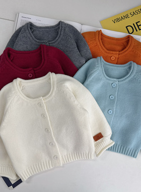 【包芯纱前开标毛衣  】婴儿童宝宝秋冬灰色开标毛衣H8