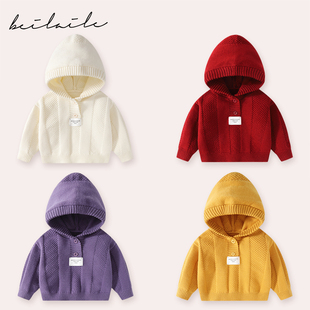 【带帽毛衣针织衫】带帽秋冬款打底衫婴儿冬季男女童上衣J18