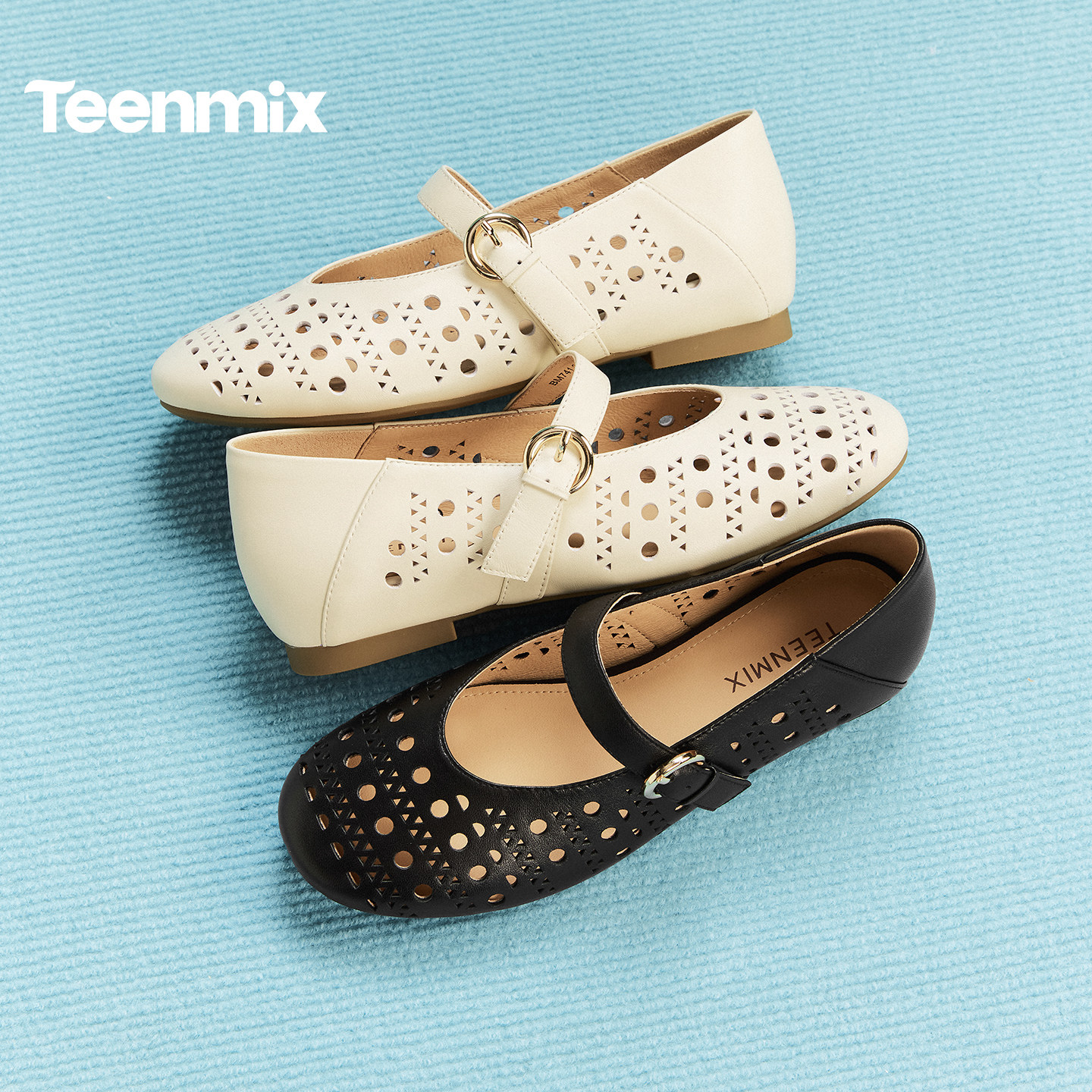 天美意冲孔镂空平底复古玛丽珍皮鞋女浅口单鞋2026春新款BM741BQ6,女鞋,玛丽珍鞋,淘宝优惠券,粉丝福利购,淘宝优惠卷