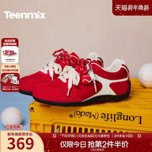 软底运动鞋 赛车鞋 天美意厚底阿甘德训鞋 女2026春新款 新年系列