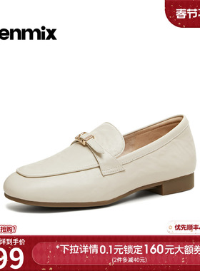 天美意复古平底英伦乐福鞋小皮鞋女一脚蹬单鞋2026春新款CPC16AA6