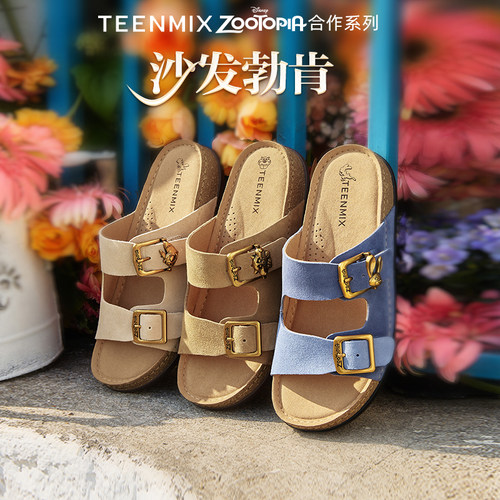 复古凉拖鞋双排扣