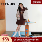 天美意休闲学院风卫衣裙上衣女连帽卫衣2025新款 商场同款 FSA20DD5