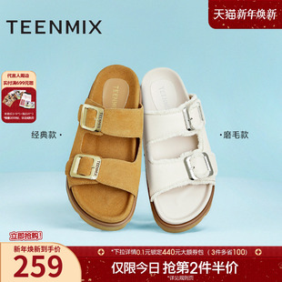 凉鞋 天美意复古勃肯鞋 夏新款 女外穿休闲凉拖鞋 子AK014BT3 厚底拖鞋