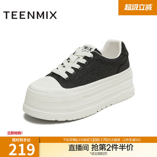 秋季 天美意小个子厚底增高帆布鞋 运动板鞋 女休闲鞋 KJ011CM5 新款