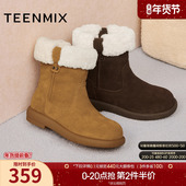 天美意复古加绒保暖雪地靴短靴女休闲厚底棉鞋 2025冬新款 BK213DZ5