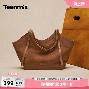天美意简约复古包包女大容量托特包休闲手提包2026秋新款X3363CX6