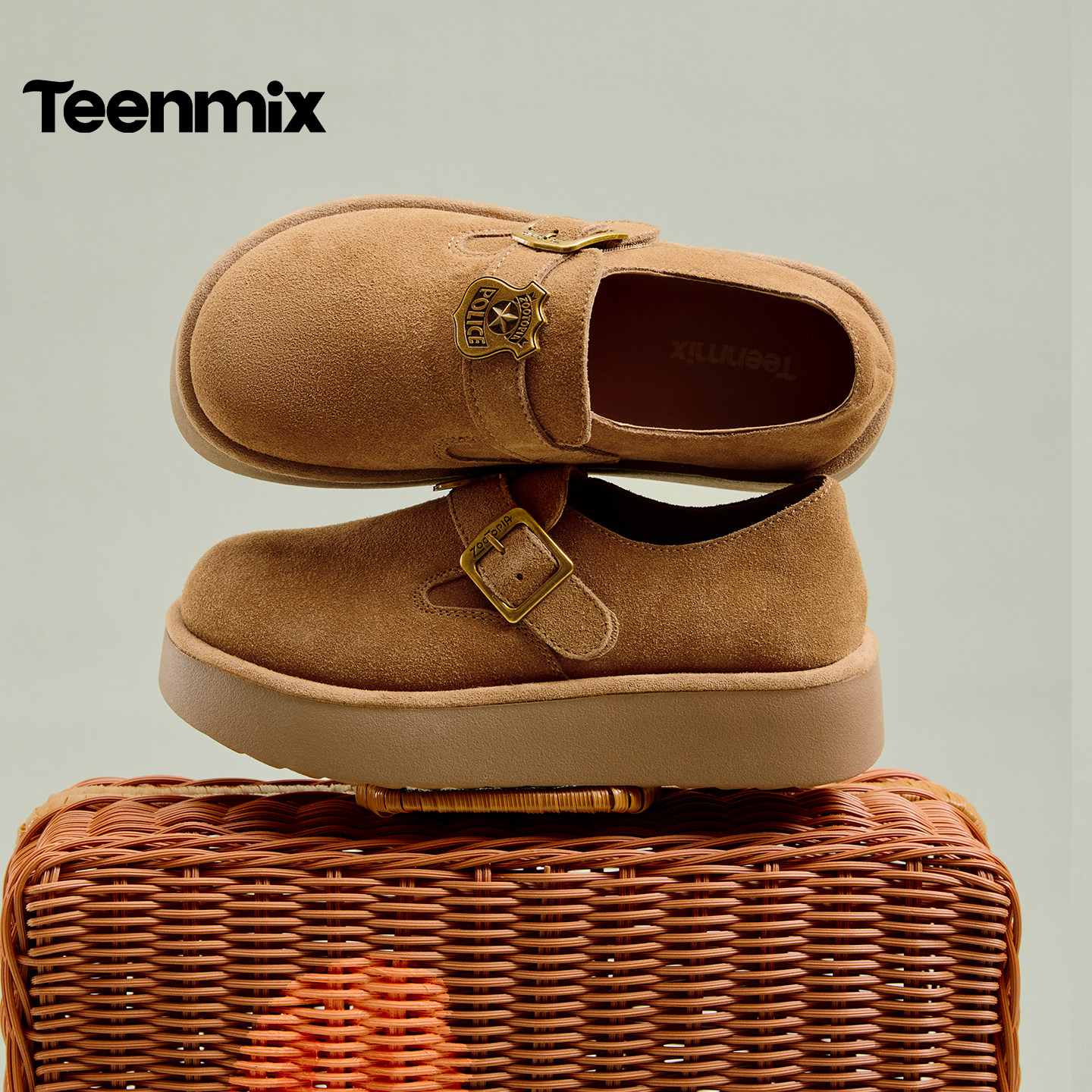 天美意疯狂动物城联名厚底复古勃肯鞋全包女休闲单鞋2026春季新款