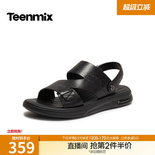 外穿露趾百搭男沙滩鞋 CLX01BL6 舒适休闲凉鞋 天美意2026夏新款