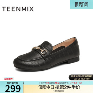 平底鞋 新款 女复古单鞋 春季 BK461AA5 小皮鞋 天美意休闲英伦乐福鞋