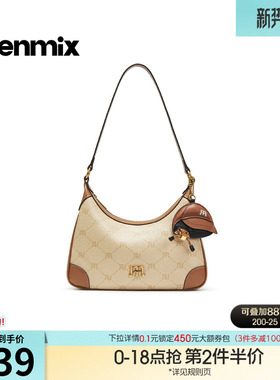 天美意复古印花包包女腋下包简约时尚单肩包2026春季新款X3248AX6