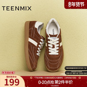 新款 天美意复古厚底阿甘德训鞋 子小白休闲鞋 春季 运动板鞋 女鞋