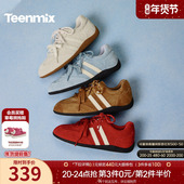 女2026春软底运动鞋 带复古红色阿甘德训鞋 新年礼物 天美意双鞋