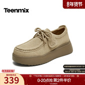 袋鼠鞋 女休闲单鞋 2025秋季 天美意厚底增高复古勃肯鞋 新款 KK063CM5