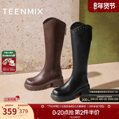 靴皮靴2025冬新款 天美意厚底增高骑士靴长靴女鞋 高筒时装 BM031DG5