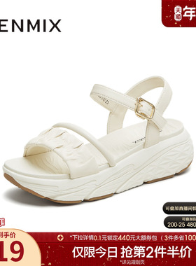 天美意一字带凉鞋运动厚底凉鞋女外穿休闲凉鞋夏季新款CRD16BL5