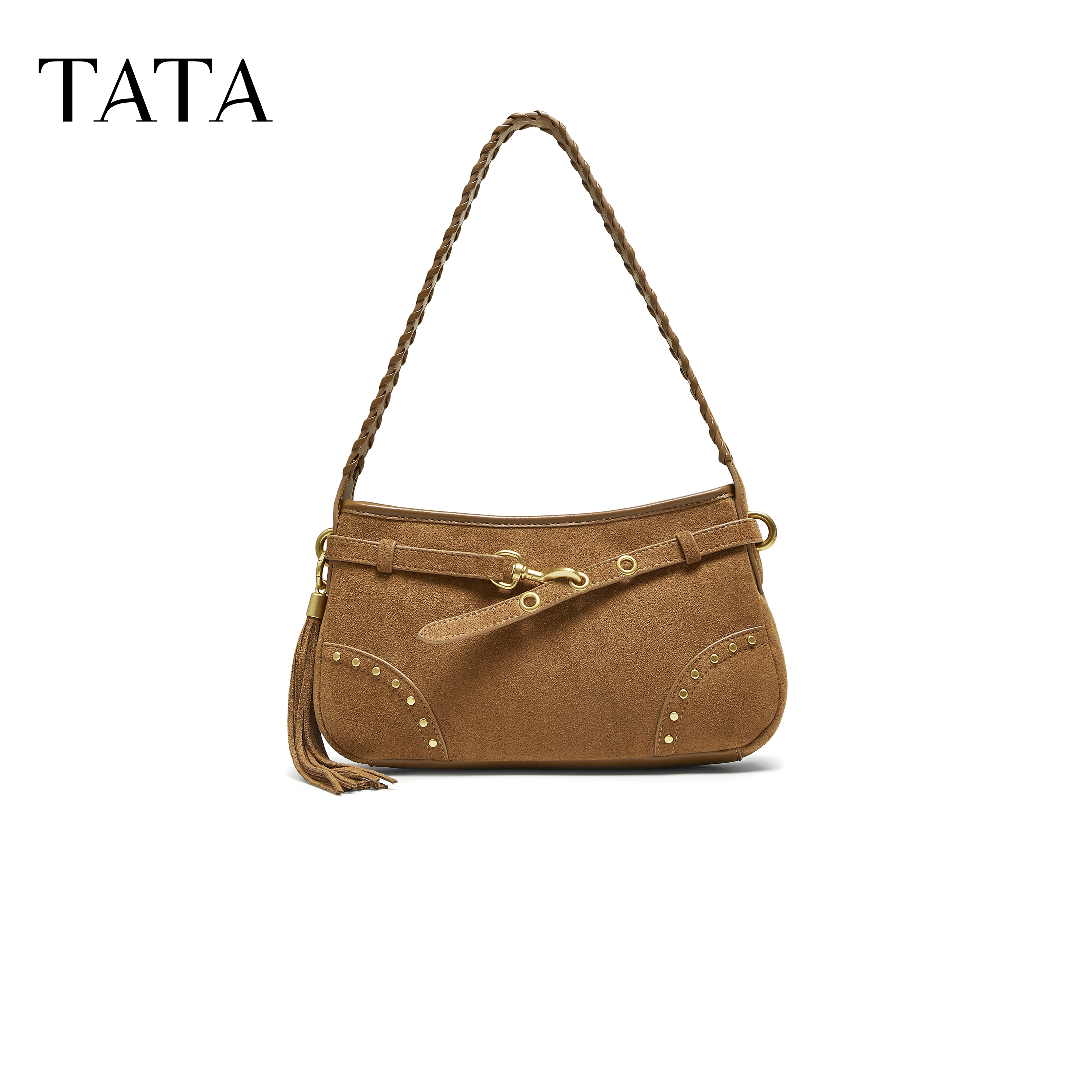 TATA他她绒面包包冬商场同款轻奢质感腋下包高级感新款X3489CX5