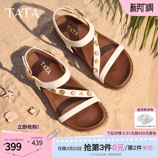 TATA他她女鞋2026夏季新款外穿女鞋时尚百搭沙滩休闲凉鞋7GNC2BL6