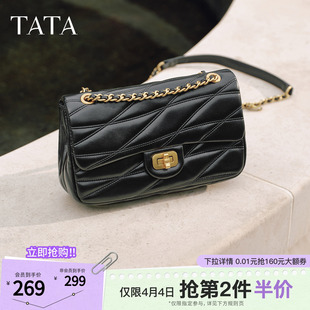 TATA他她女包2026春季 通勤百搭小方包黑色迷你小香包X3536AX6 新款
