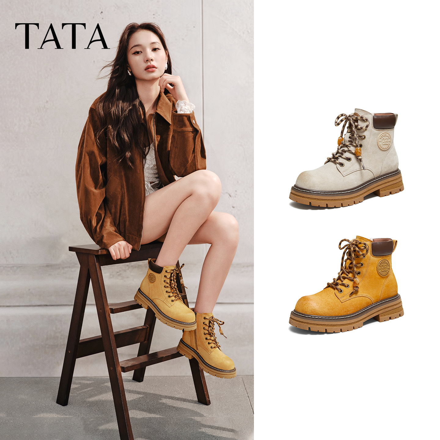 百搭女复古工装靴时尚短靴