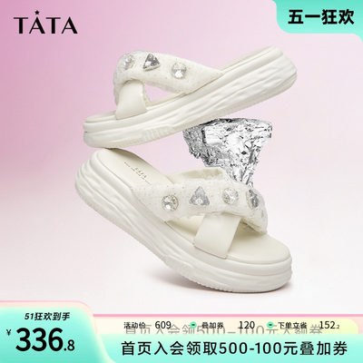 厚底拖鞋TATA百搭舒适时尚