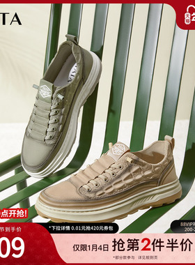 Tata他她休闲板鞋男士无系带潮酷厚底帆布鞋2024冬季新款OCF01AM4