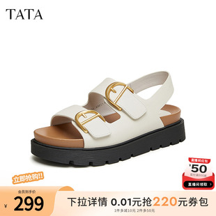 外穿2024夏新款 Tata他她复古厚底凉鞋 拖鞋 女款 7VU01BL4 休闲勃肯鞋