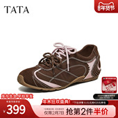 2026年新款 TATA他她复古棕色阿甘鞋 女百搭平底休闲运动鞋 CME01AM6