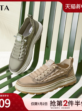Tata他她休闲板鞋男士无系带潮酷厚底帆布鞋2024冬季新款OCF01AM4