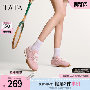 新款 TATA他她粉色德训鞋 女春季 休闲运动鞋 CYJ01AM5 女复古阿甘鞋