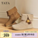 TATA他她小熊靴子女冬季 加绒套筒靴YVY01DD5 短靴百搭休闲靴新款