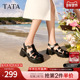 鞋 Tata他她休闲厚底猪笼鞋 子WL501BL4 罗马凉鞋 2024新款 女鞋 时尚