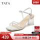 2026夏季 新款 一字带凉鞋 TATA他她女鞋 百搭休闲高跟凉鞋 子U3E01BL6