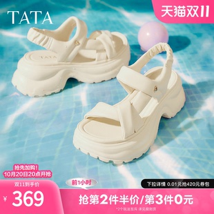 新款 TATA他她休闲运动凉鞋 2025夏季 厚底舒适沙滩凉鞋 7G304BL5 女鞋